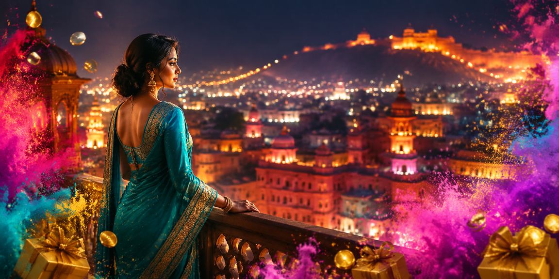 Player enjoying Teen Patti in traditional attire in Jaipur